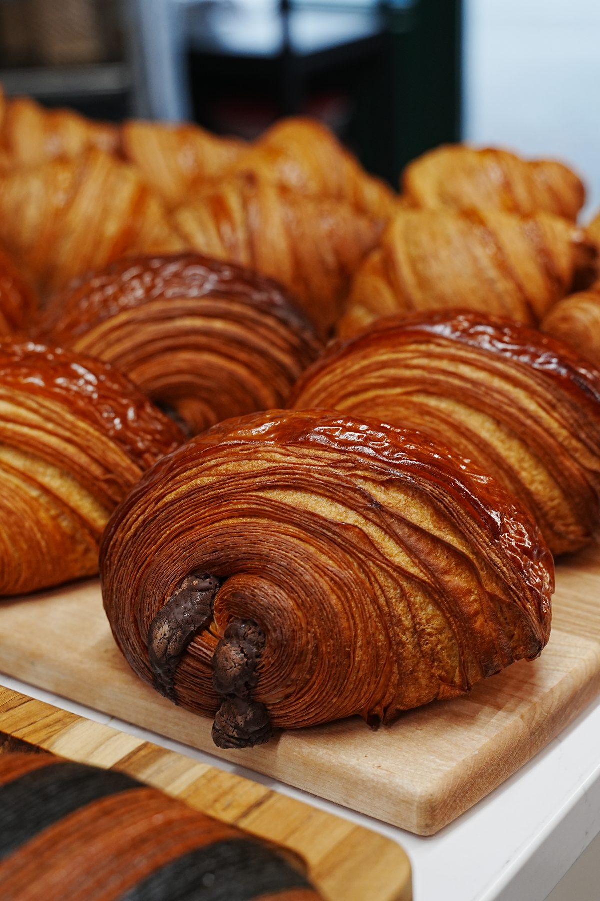 Pain au chocolat, lamination detail